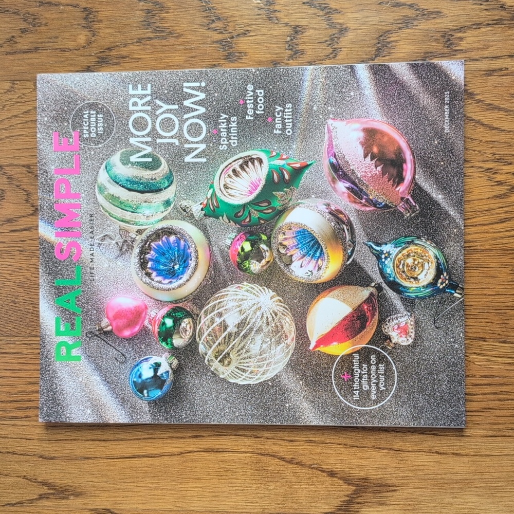 Real Simple Magazine December 2023 Sparkly Drinks Festive Food Fancy Outfits